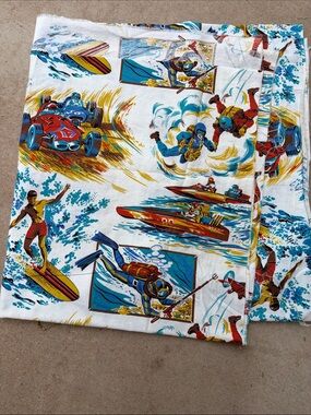 Vintage- fabric 1950’s sport theme Print — Multicolor Water Sports Mr. Freedom n